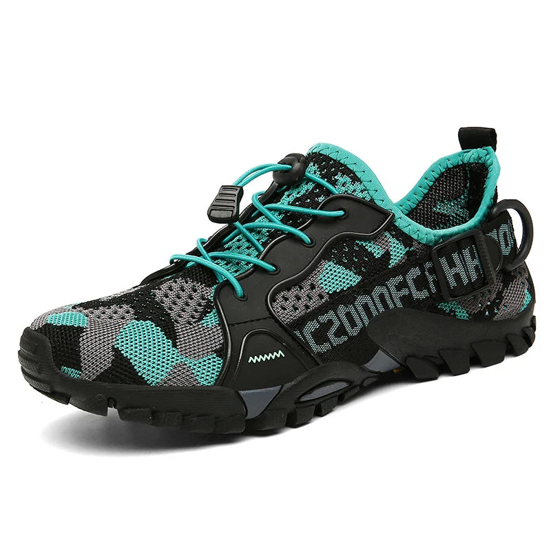Damen Outdoorschuhe schwarz oliv mit Profilsohle und Schnellschnürung