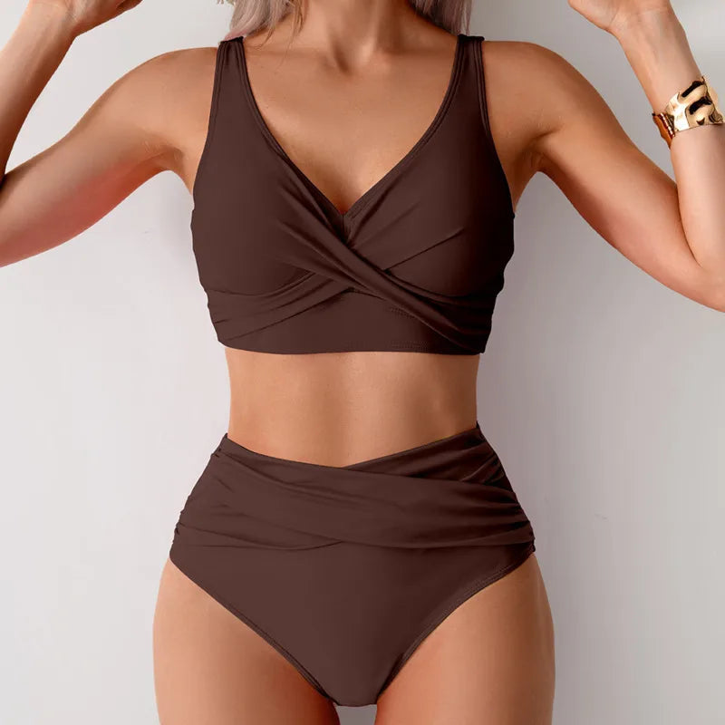 Damen Bikini-Set High Waist Push-Up Bademode Strand Badeanzug