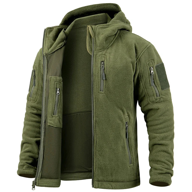 Herren Taktische Jacke Kapuze Langarm Regular Fit Mehrere Taschen Reißverschluss Outdoor Funktionsjacke Allwetter