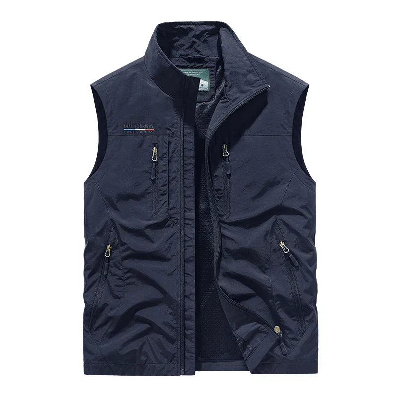 Herren Weste Regular Fit Leicht Atmungsaktiv Outdoor Wandern Reisen Mehrtaschen Funktional Sommer
