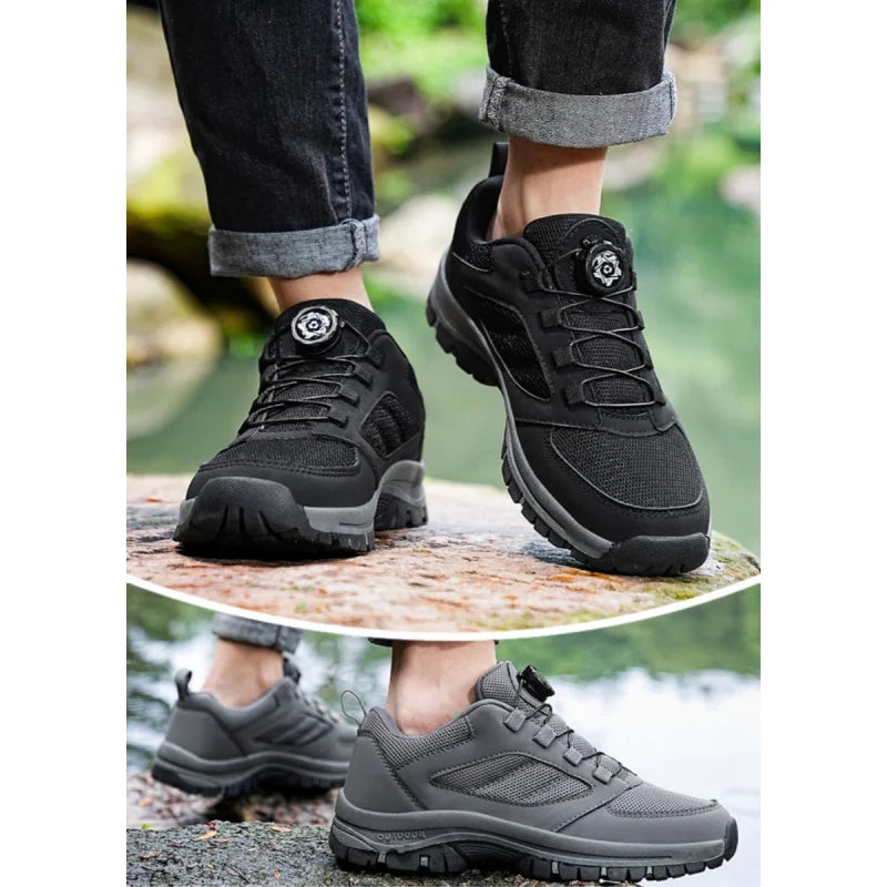 Herren Outdoor Wanderschuhe mit Drehverschluss, rutschfest, bequeme Trekking Schuhe