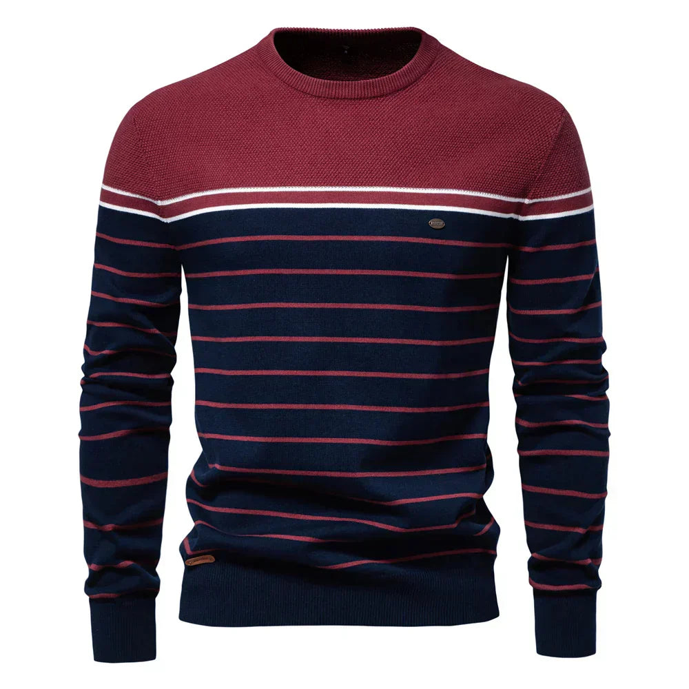 Herren Strickpullover Rundhals Slim Fit elastisch atmungsaktiv bequem Langarm