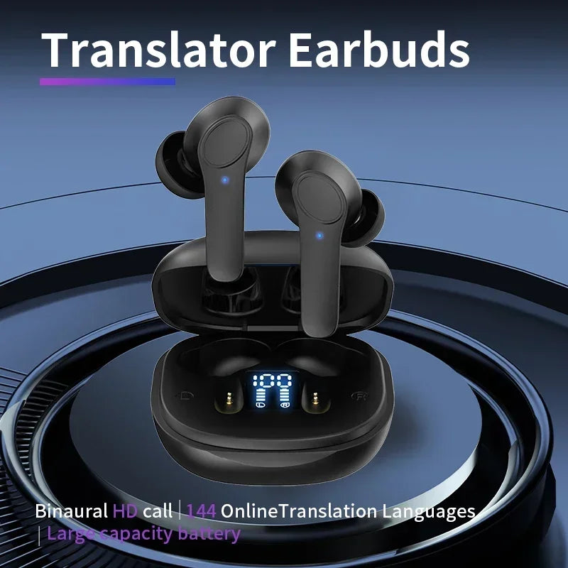 Übersetzer Kopfhörer Bluetooth Echtzeit, In-Ear Übersetzungs-Ohrhörer für 144 Sprachen, simultane Sprachübersetzung