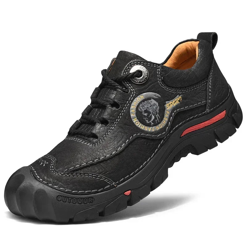 Herren Outdoor Halbschuhe Braun rutschfest stoßdämpfend Schnürschuhe mit Profilsohle