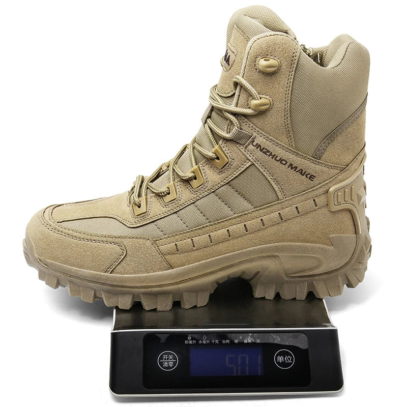 Herren Beige High-Top rutschfest mit Profilsohle Outdoor Wanderschuhe