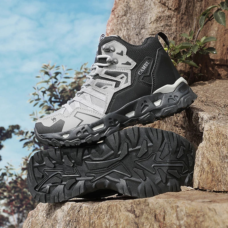 Herren Wanderschuhe Grau rutschfest knöchelhoch Outdoor Trekkingstiefel für Hiking und Gelände