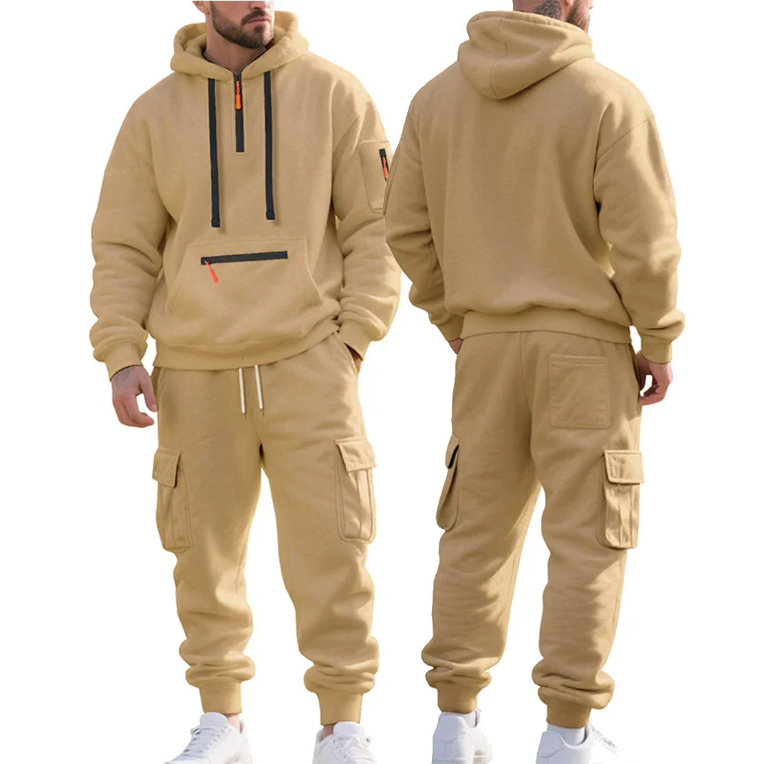 Herren Trainingsanzug Winter Set Hoodie Hose Gefüttert Komfort Freizeit