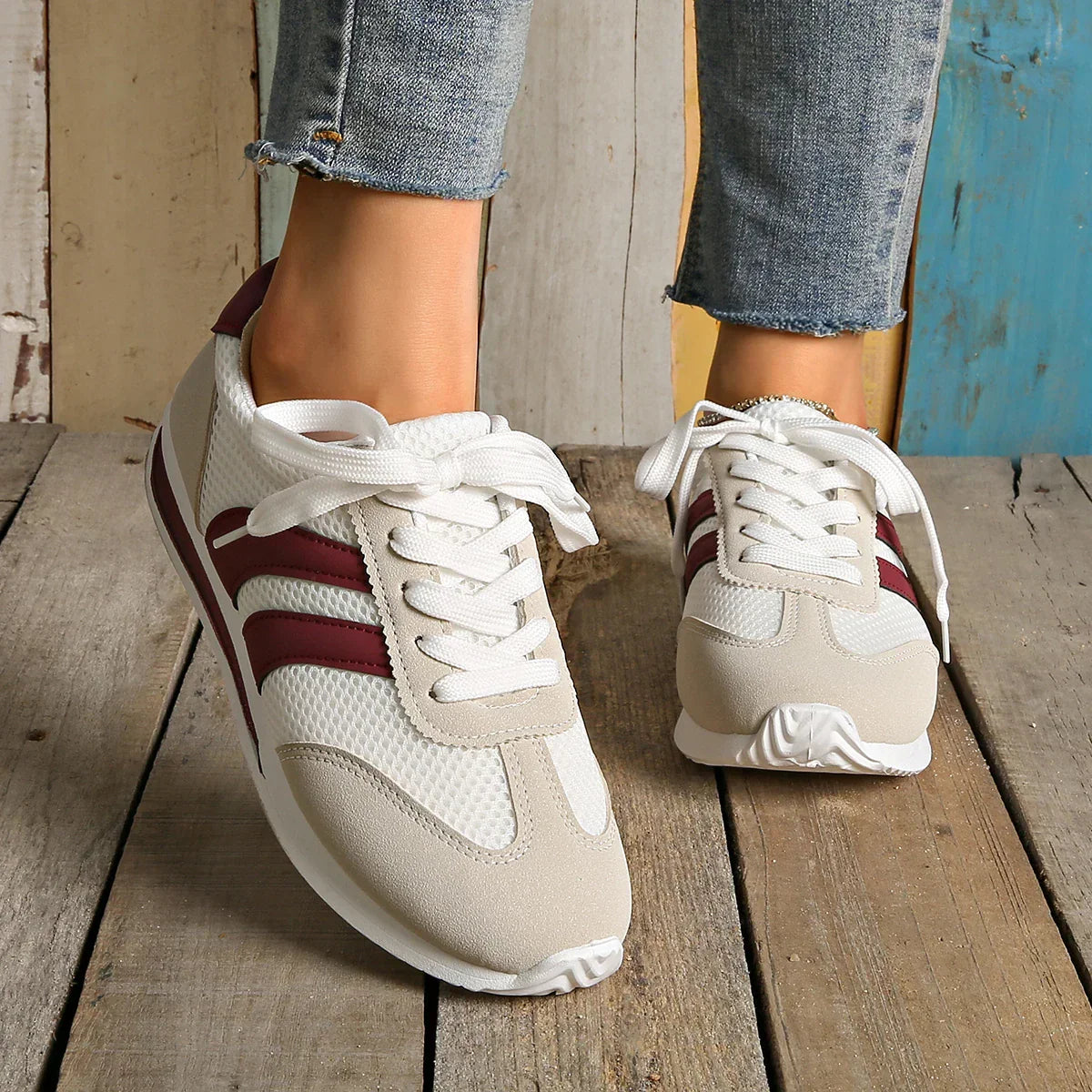 Herren Sneakers Mesh gestreift atmungsaktiv leicht stoßdämpfend bequem