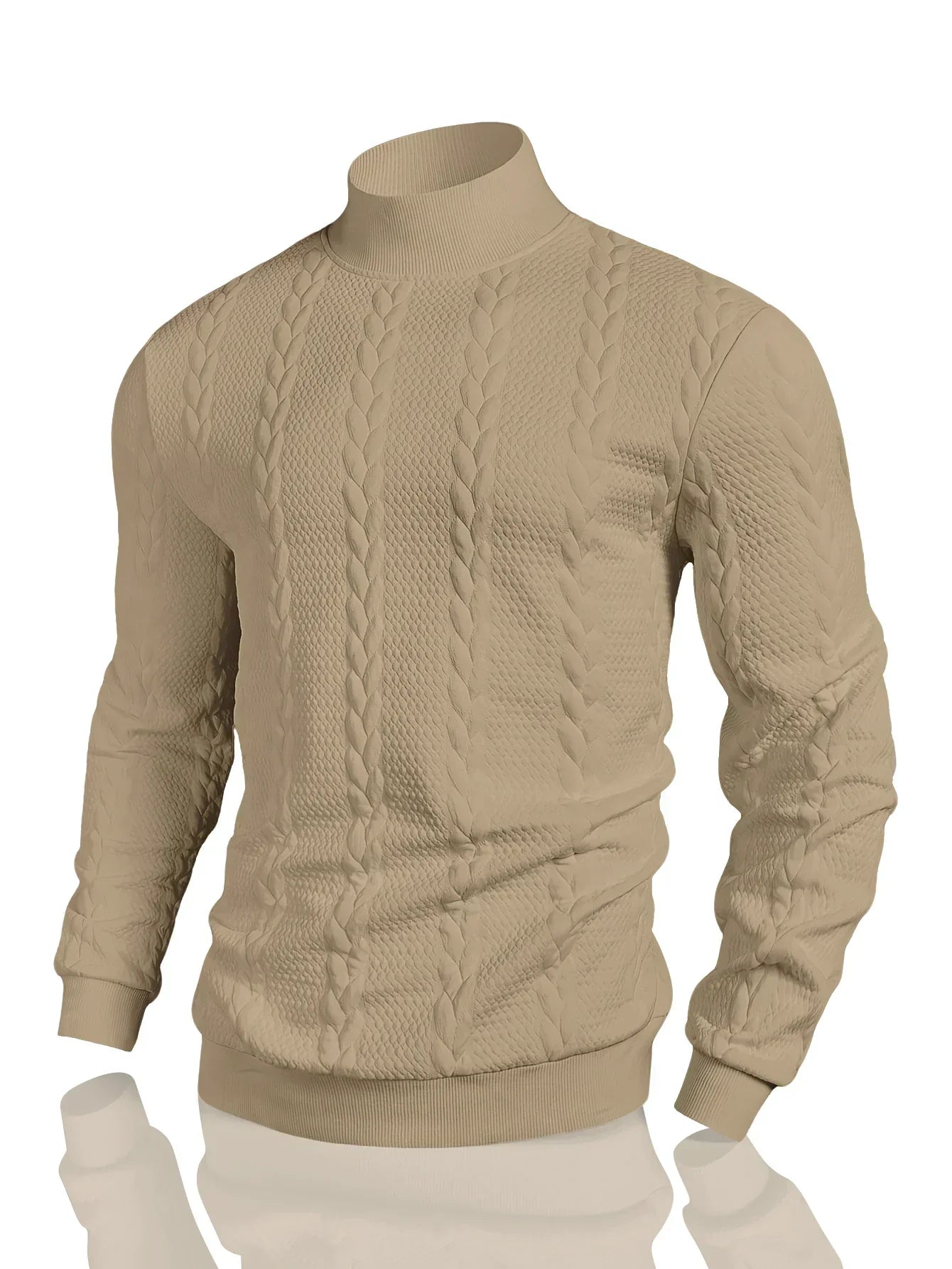Herren Strickpullover Rollkragenpullover strukturierte Langarm bequem warm atmungsaktiv