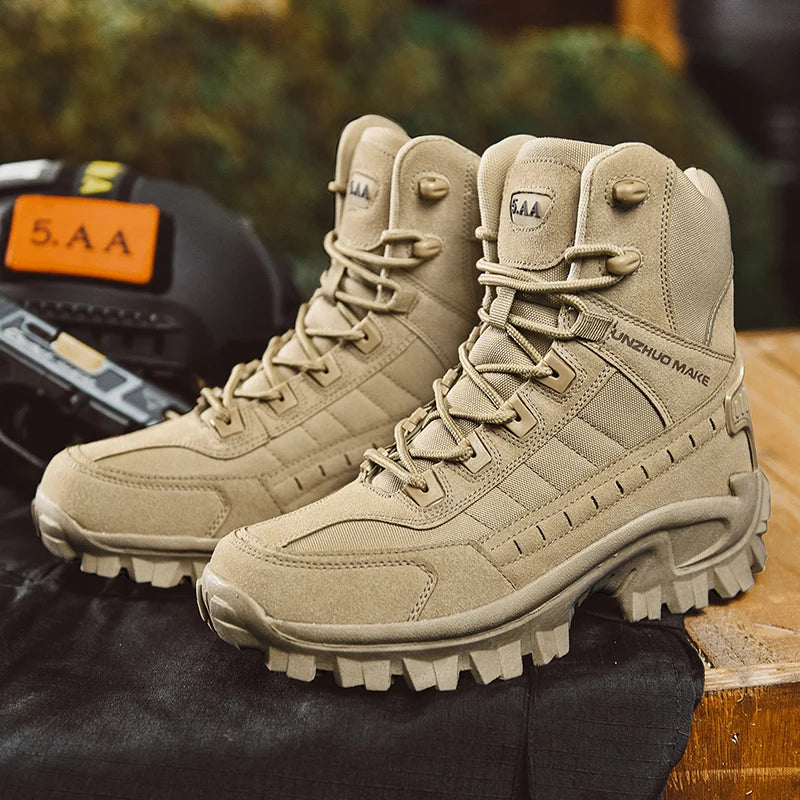 Damen Outdoor-Stiefel Beige rutschfest knöchelhoch Profilsohle Gelände Wanderschuhe