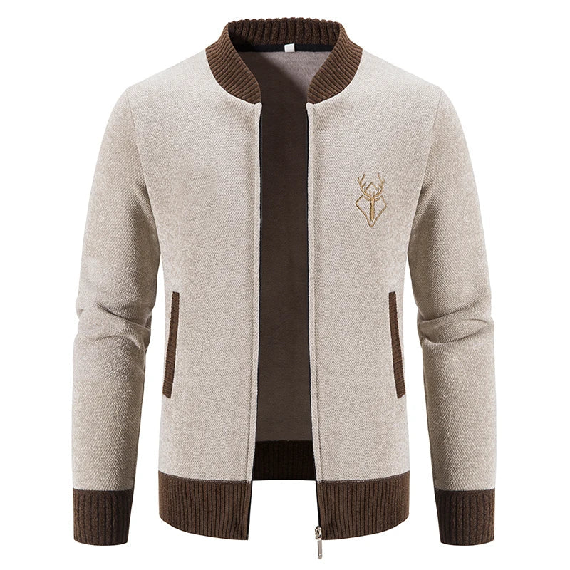 Herren Strickjacke Regular Fit Reißverschluss Strick Warm Leicht Casual Elegant Übergang Alltag