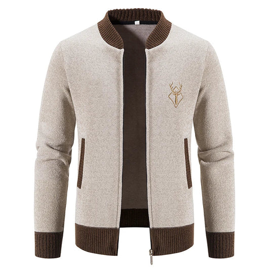 Herren Strickjacke Regular Fit Reißverschluss Strick Warm Leicht Casual Elegant Übergang Alltag
