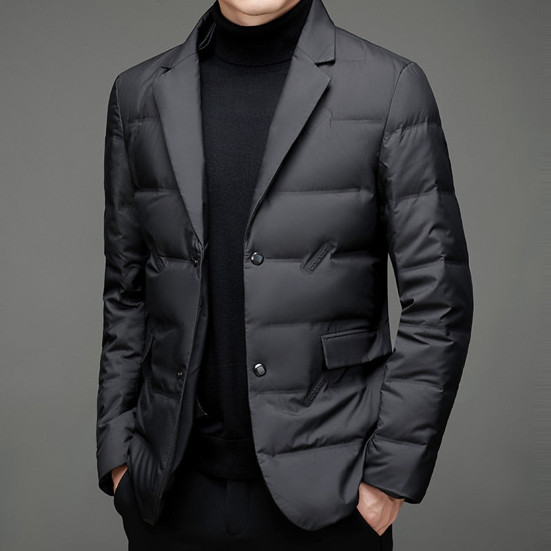 Herren Blazer Winter gefüttert isolierend elegant leichter Steppblazer warm