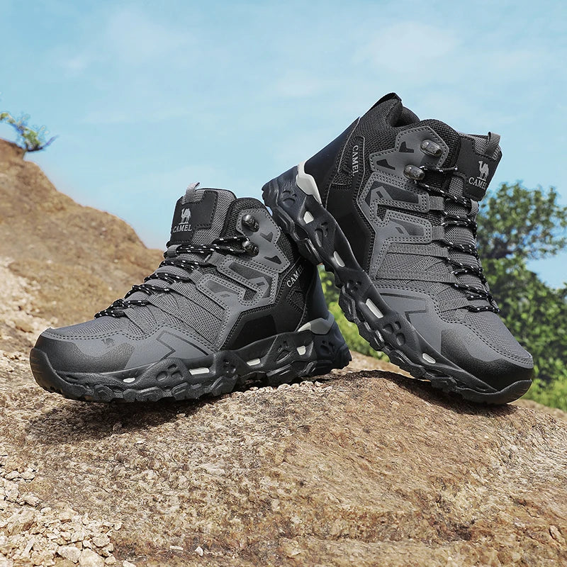 Herren Wanderschuhe Grau rutschfest knöchelhoch Outdoor Trekkingstiefel für Hiking und Gelände