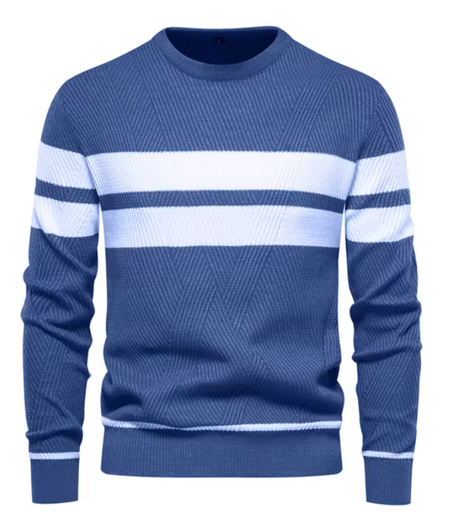 Herren Strickpullover, Fischgrätenmuster Rundhalsausschnitt Slim Fit atmungsaktiv, bequem