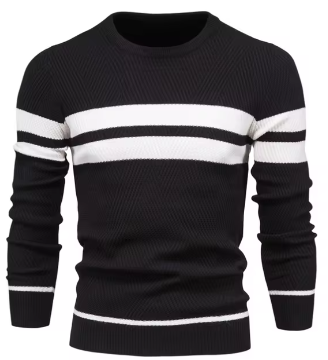 Herren Strickpullover, Fischgrätenmuster Rundhalsausschnitt Slim Fit atmungsaktiv, bequem
