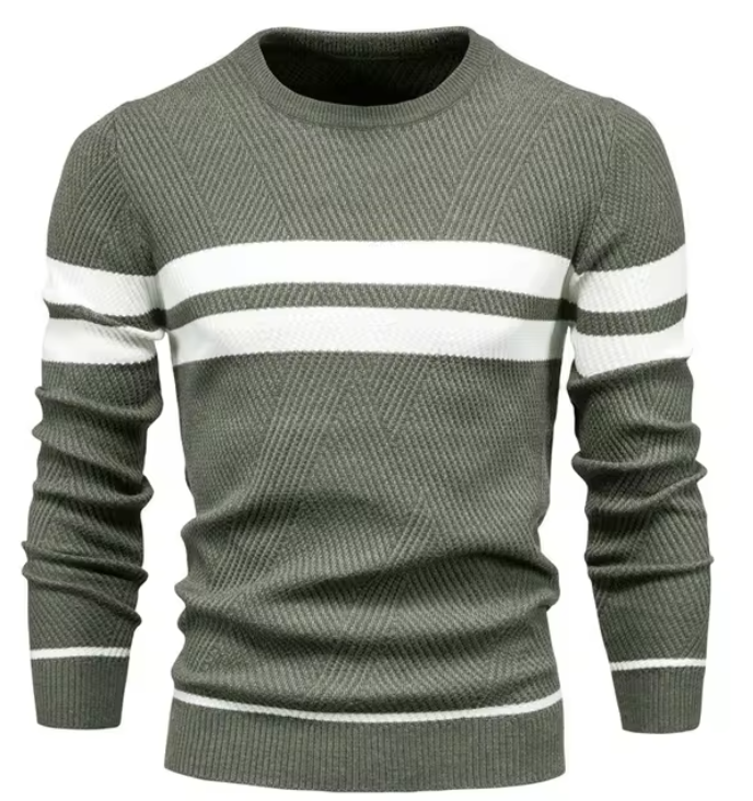 Herren Strickpullover, Fischgrätenmuster Rundhalsausschnitt Slim Fit atmungsaktiv, bequem