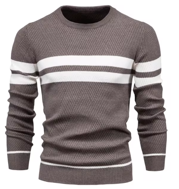 Herren Strickpullover, Fischgrätenmuster Rundhalsausschnitt Slim Fit atmungsaktiv, bequem