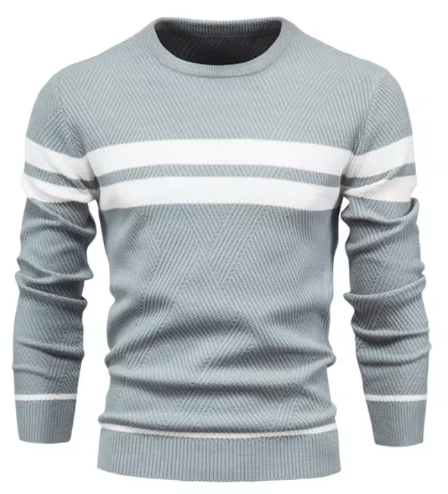 Herren Strickpullover, Fischgrätenmuster Rundhalsausschnitt Slim Fit atmungsaktiv, bequem