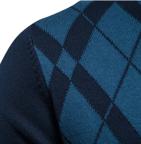 Herren Strickpullover halber Reißverschluss Stehkragen Slim Fit elastisch bequem