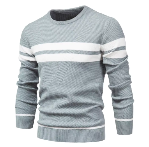 Herren Strickpullover, Fischgrätenmuster Rundhalsausschnitt Slim Fit atmungsaktiv, bequem