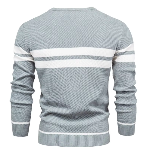 Herren Strickpullover, Fischgrätenmuster Rundhalsausschnitt Slim Fit atmungsaktiv, bequem
