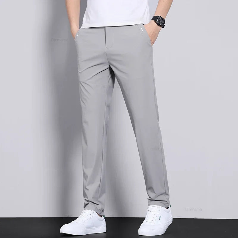 Herren Sommerhose aus feinem Wollstoff leichte Freizeithose Alltagshose