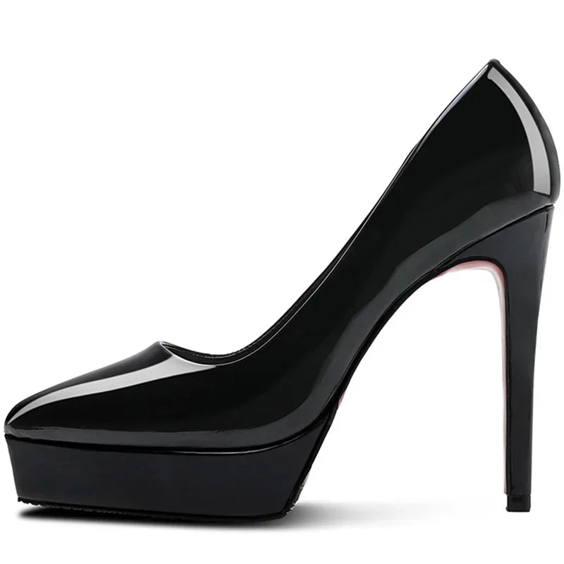 Damen Pumps Schwarz spitz Slip-On High Heels 10CM 12CM elegante Büro Party Hochzeitsschuhe