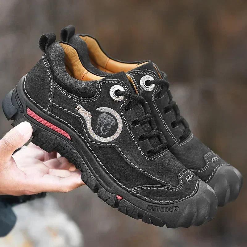 Herren Outdoor Halbschuhe Braun rutschfest stoßdämpfend Schnürschuhe mit Profilsohle