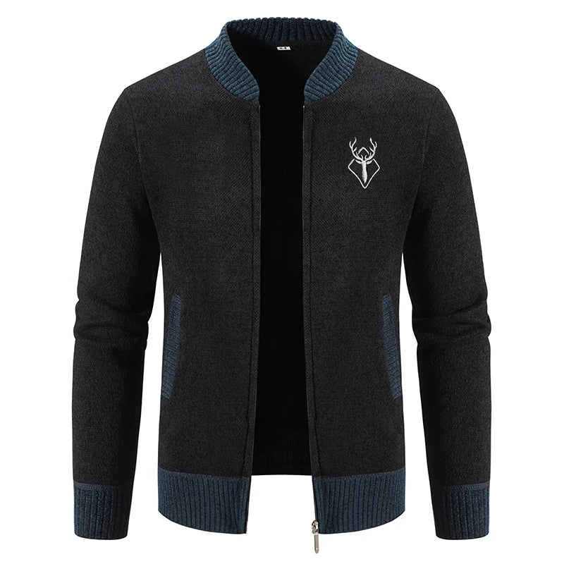 Herren Strickjacke Regular Fit Reißverschluss Strick Warm Leicht Casual Elegant Übergang Alltag