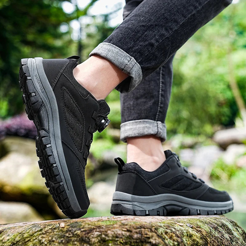Herren Outdoor Wanderschuhe mit Drehverschluss, rutschfest, bequeme Trekking Schuhe