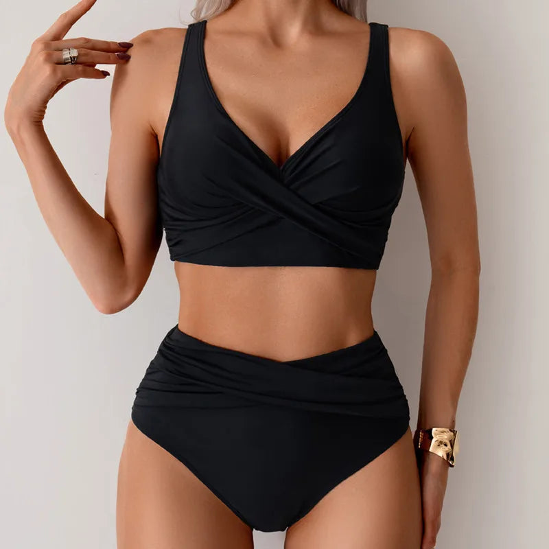 Damen Bikini-Set High Waist Push-Up Bademode Strand Badeanzug
