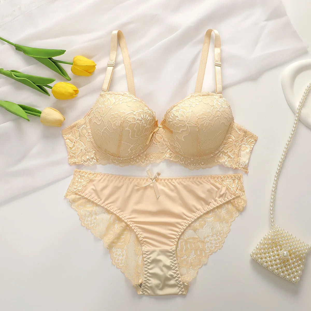 Damen Dessous Set Rot Spitzen BH Slip Set mit Bügel verstellbaren Trägern und Push-up Form