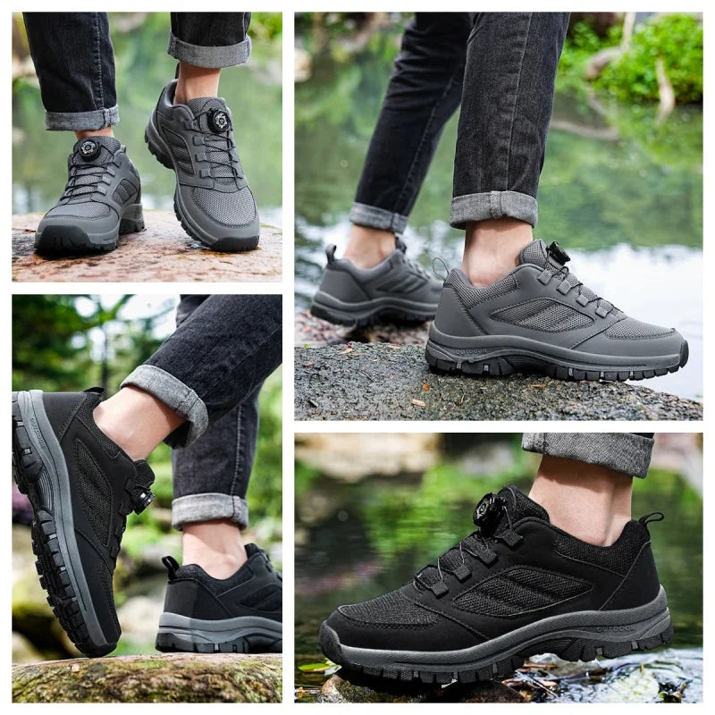 Herren Outdoor Wanderschuhe mit Drehverschluss, rutschfest, bequeme Trekking Schuhe