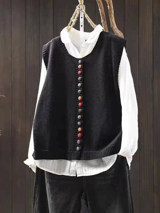 Damen Cardigan Strickjacke Rundhals Knopfleiste Lockerer Schnitt Casual Elegant