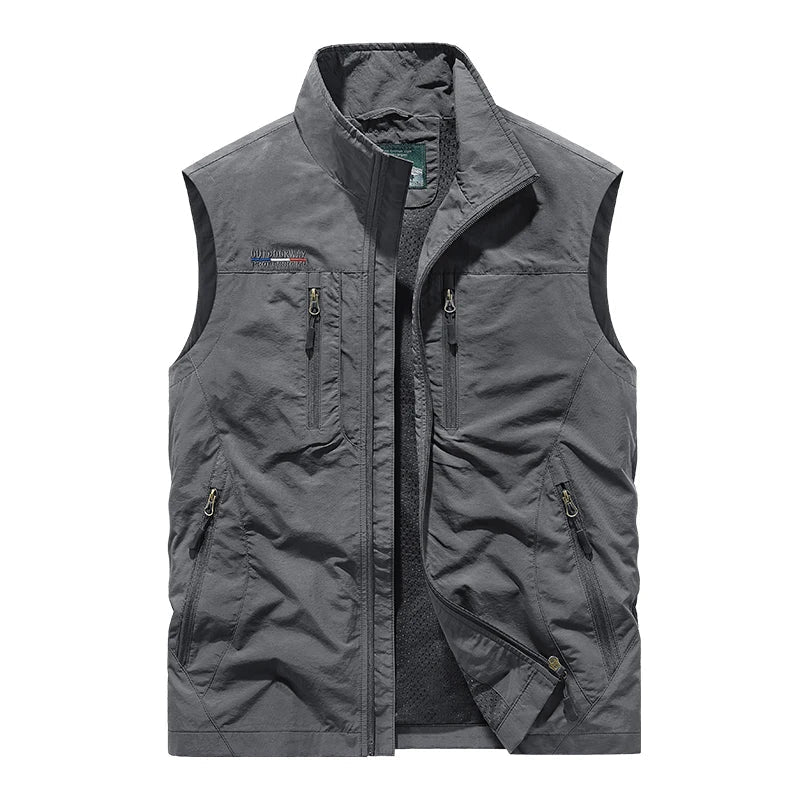 Herren Weste Regular Fit Leicht Atmungsaktiv Outdoor Wandern Reisen Mehrtaschen Funktional Sommer
