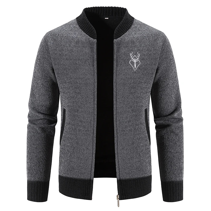 Herren Strickjacke Regular Fit Reißverschluss Strick Warm Leicht Casual Elegant Übergang Alltag
