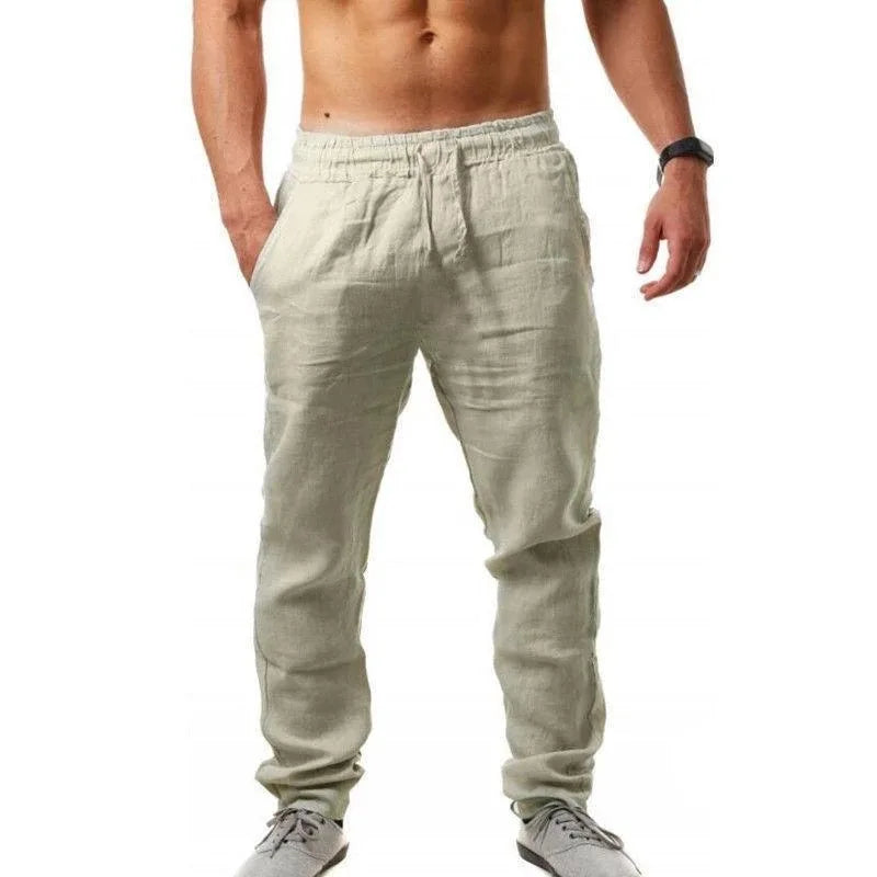 Herren Strickhose mit elastischer Taille leichte Freizeithose Frühling Sommer