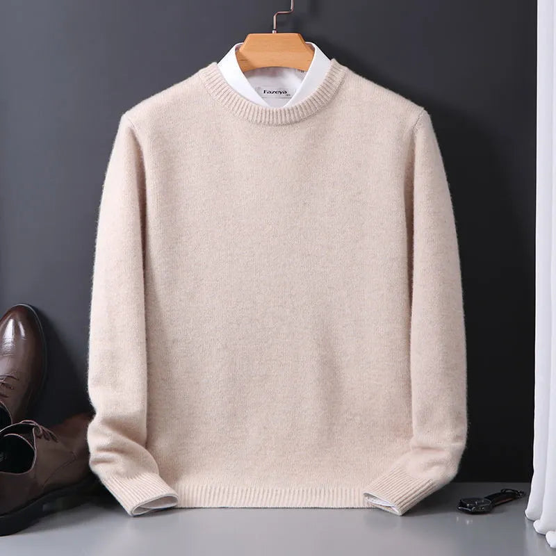 Herren Strickpullover Rundhals tailliert leicht bequem atmungsaktiv Langarm