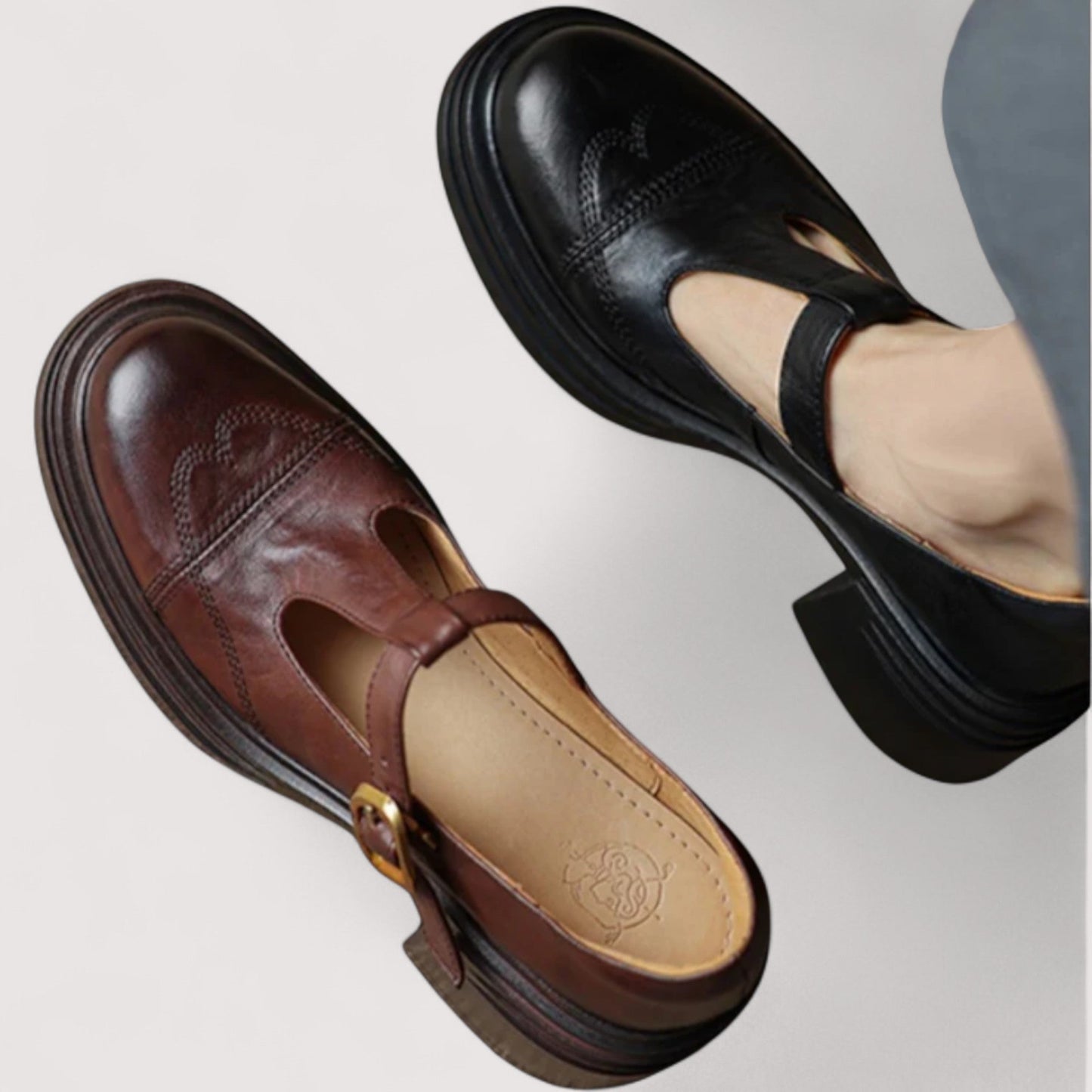 Damen Mary Jane Schuhe T-Riemen bequem flexibel klassisch elegant