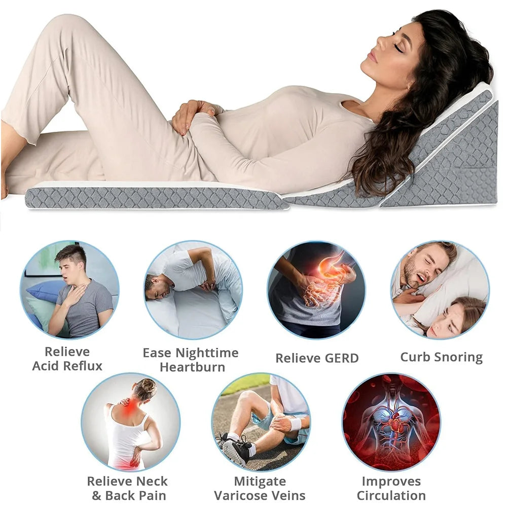 Keilkissen 4-teilig verstellbar orthopädisches Dreieckskissen für Schlafen Reflux und Schnarchen