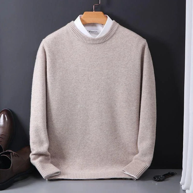 Herren Strickpullover Rundhals tailliert leicht bequem atmungsaktiv Langarm