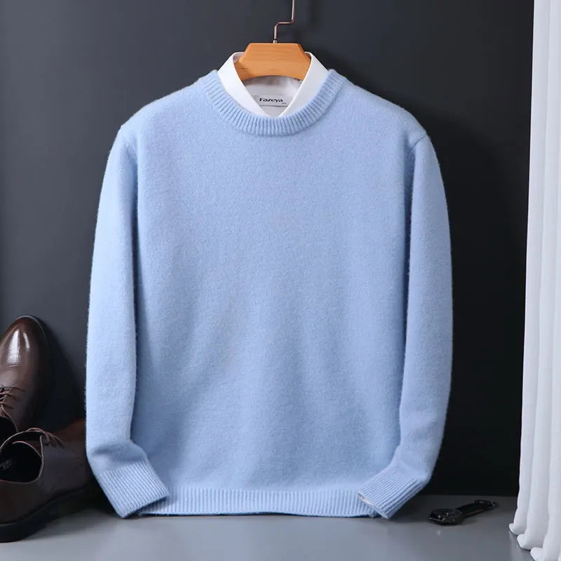 Herren Strickpullover Rundhals tailliert leicht bequem atmungsaktiv Langarm