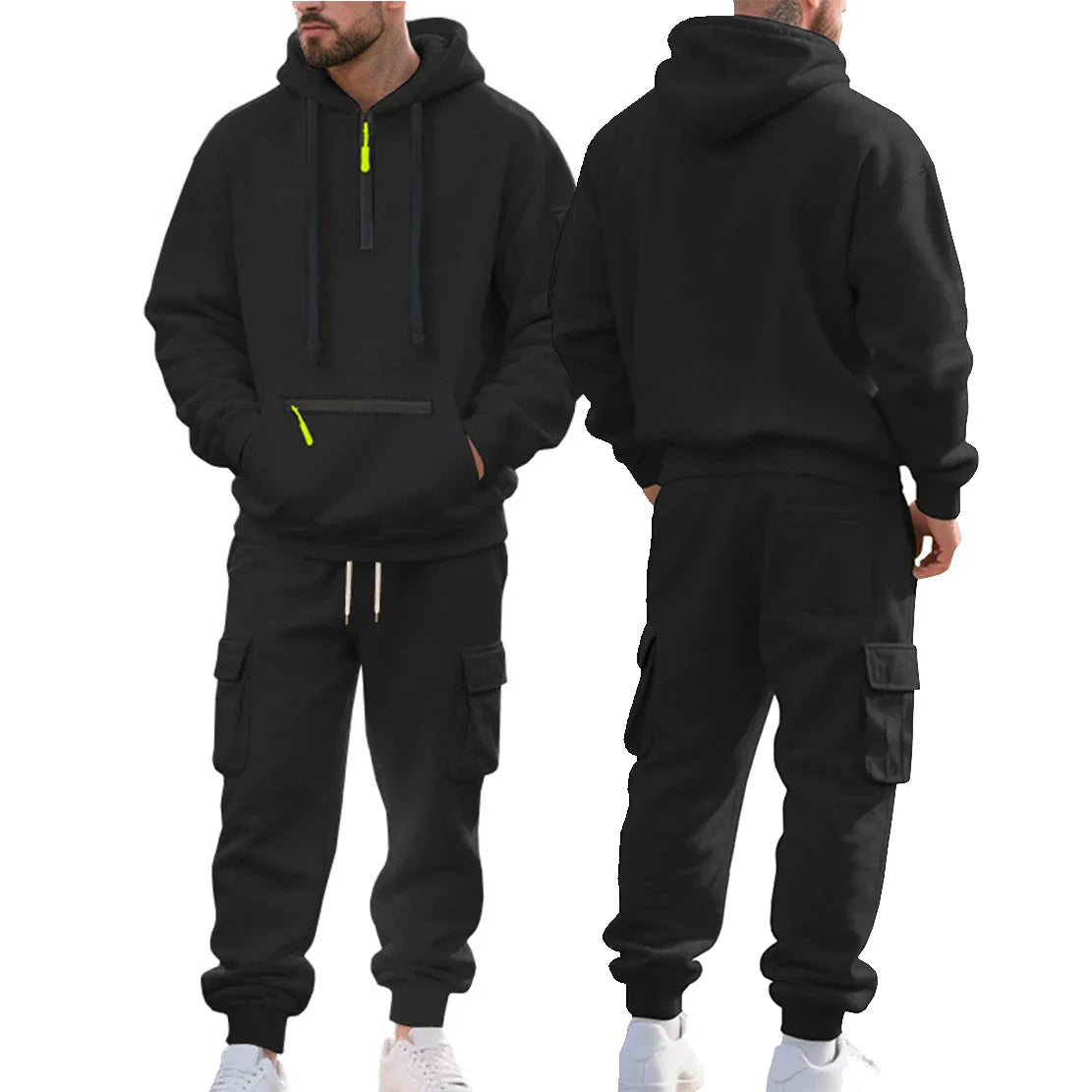 Herren Trainingsanzug Winter Set Hoodie Hose Gefüttert Komfort Freizeit