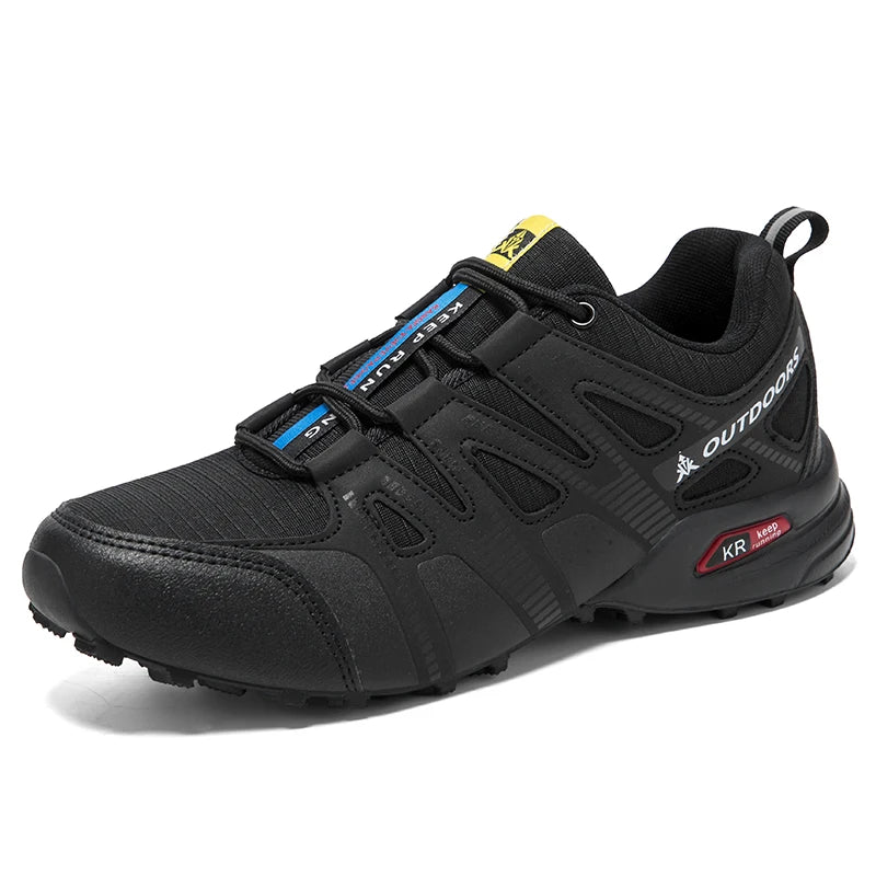 Herren Outdoor Schuhe Grün rutschfeste Sneaker mit Profilsohle und Schnellschnürung