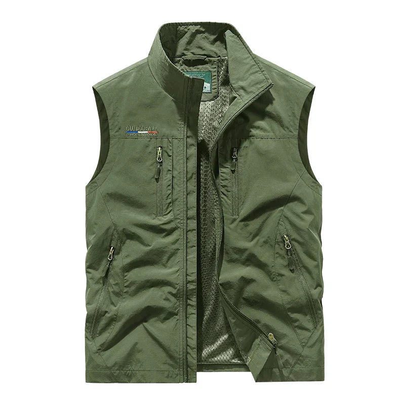 Herren Weste Regular Fit Leicht Atmungsaktiv Outdoor Wandern Reisen Mehrtaschen Funktional Sommer