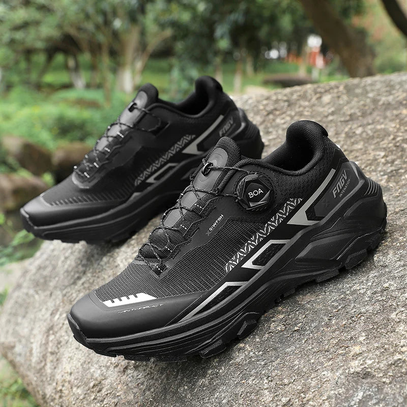 Trailrunning Schuhe Weiß Blau mit Drehverschluss rutschfest Outdoor Wanderschuhe Geländelaufschuhe