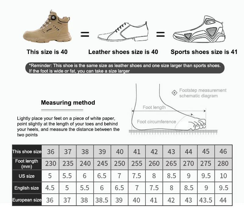 Sicherheitsstiefel Beige mit Drehverschluss, rutschfeste Arbeitsschuhe mit Zehenschutz und durchtrittshemmender Sohle