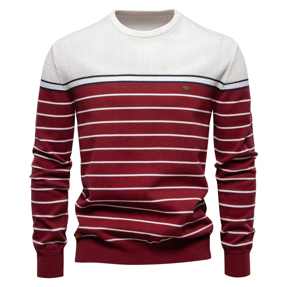 Herren Strickpullover Rundhals Slim Fit elastisch atmungsaktiv bequem Langarm