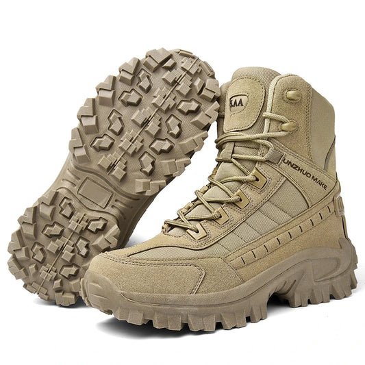 Herren Beige High-Top rutschfest mit Profilsohle Outdoor Wanderschuhe